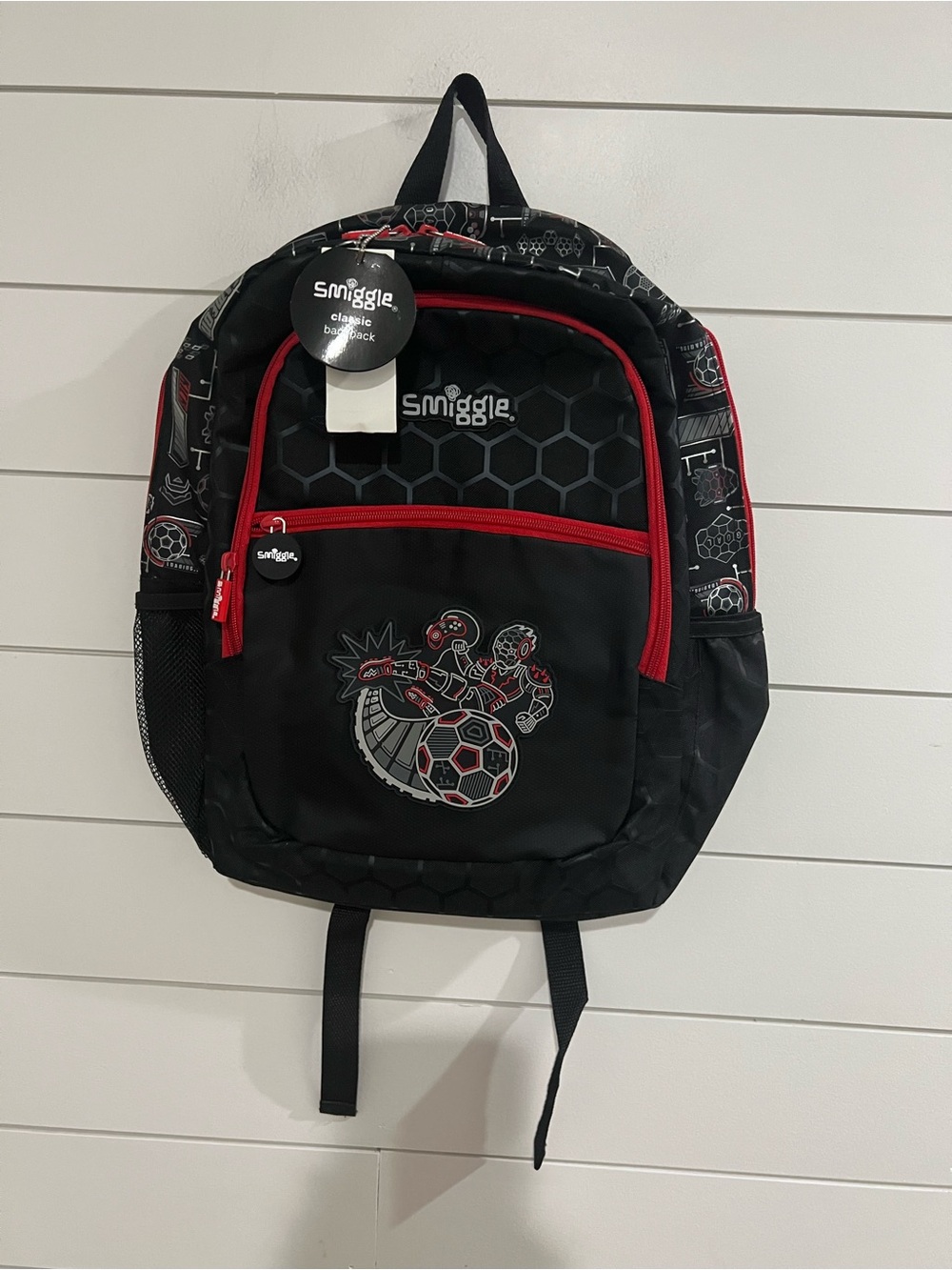 Black & Red Kids' Backpack with Graphic Detail